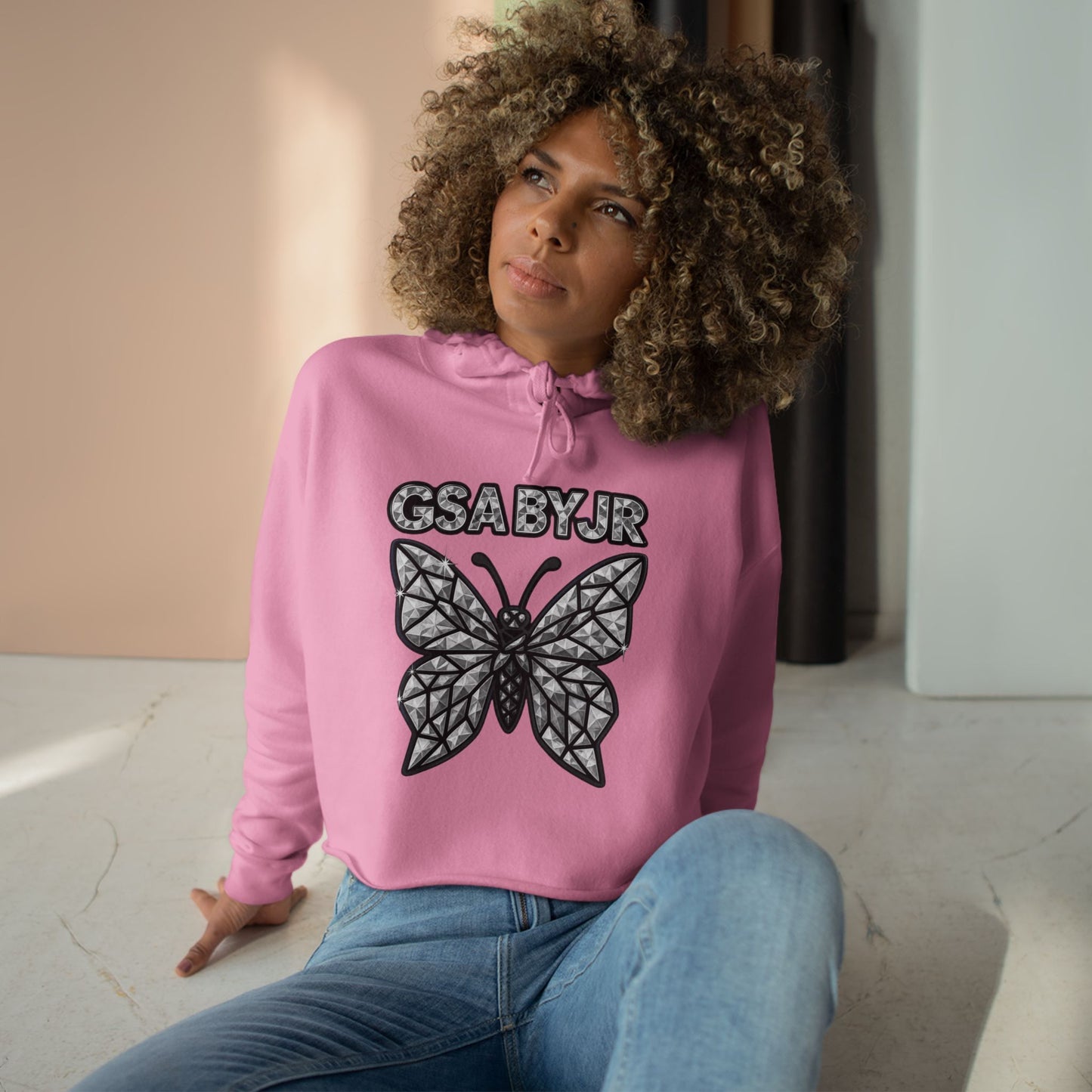 Butterfly Graphic Crop Hoodie