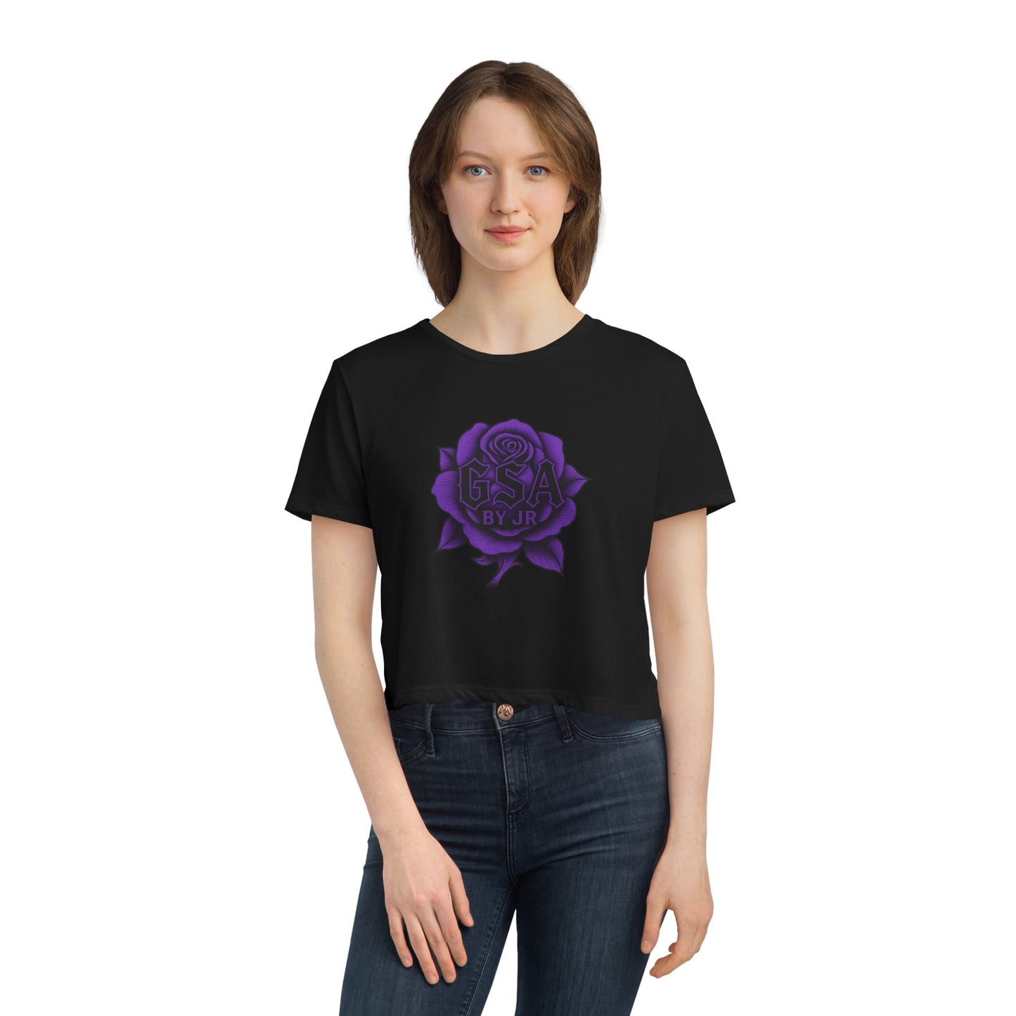 GSA BY JR Women's Cropped Tee - Black/ Purple