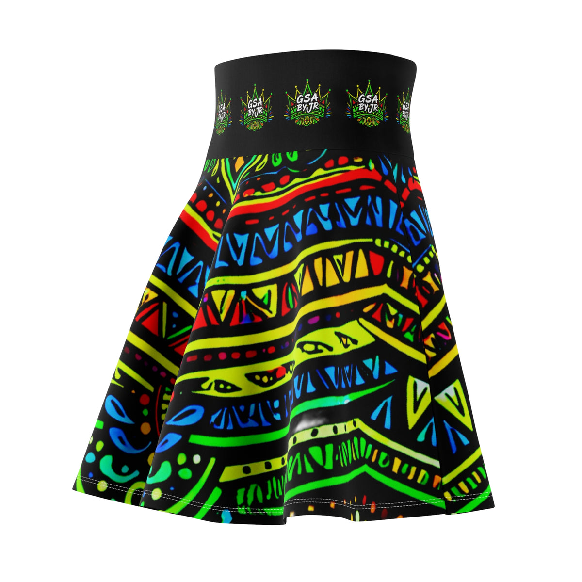 Tribal Neon Mandala Skater Skirt