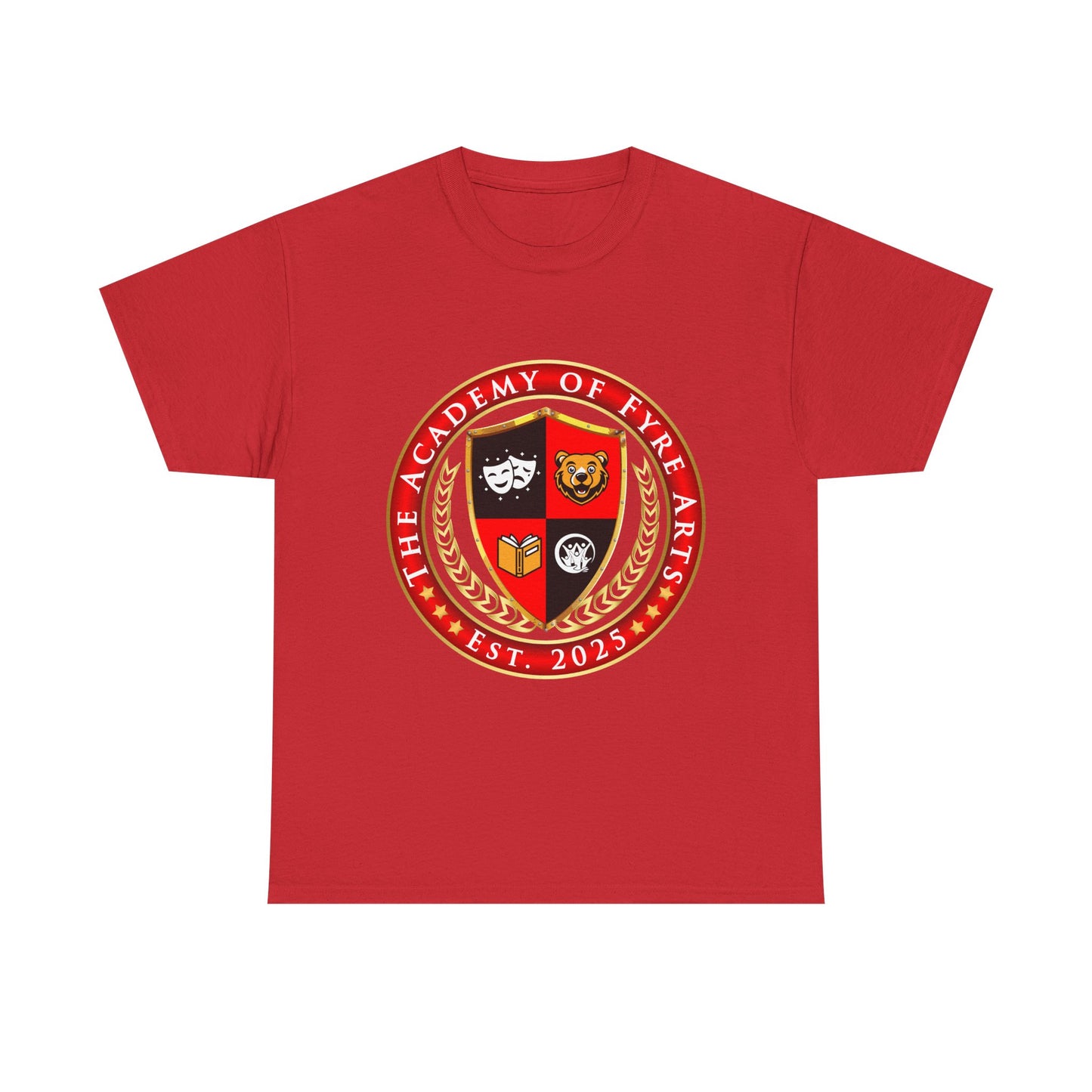 The Academy of Fyre Arts Seal T-Shirt — Theatre & Drama School Logo Tee (Est. 2025)