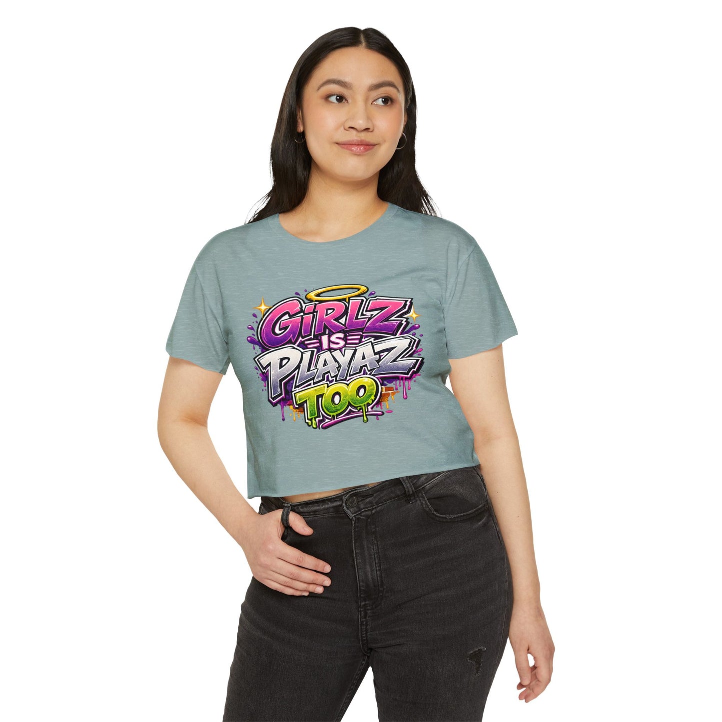 Girlz Is Playaz Too ' Cropped Tee