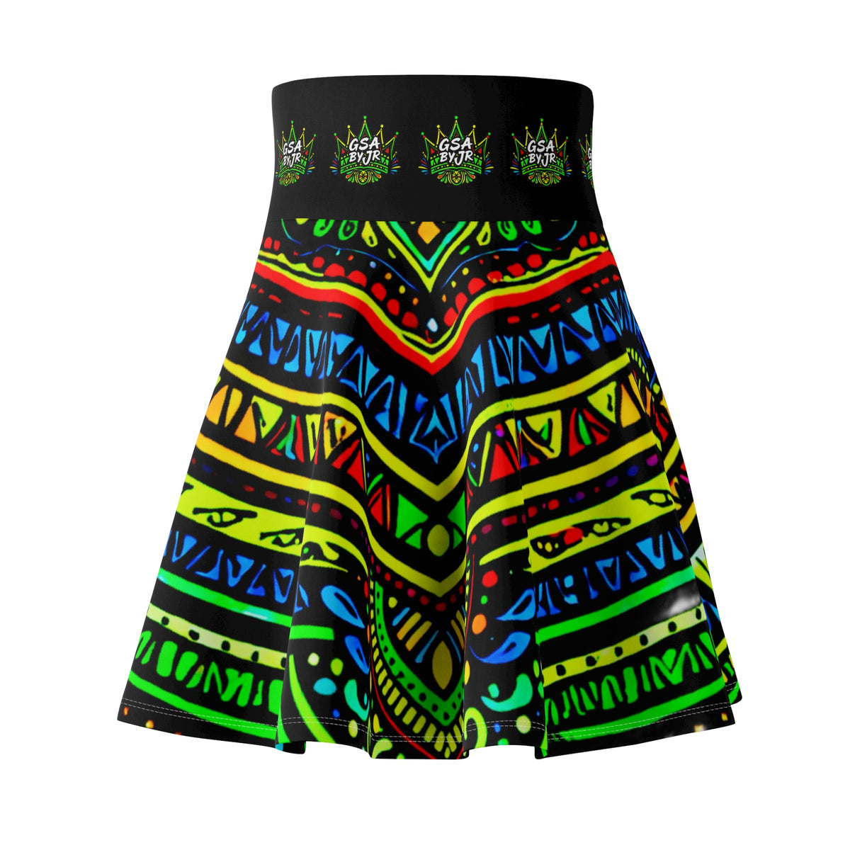 Tribal Neon Mandala Skater Skirt