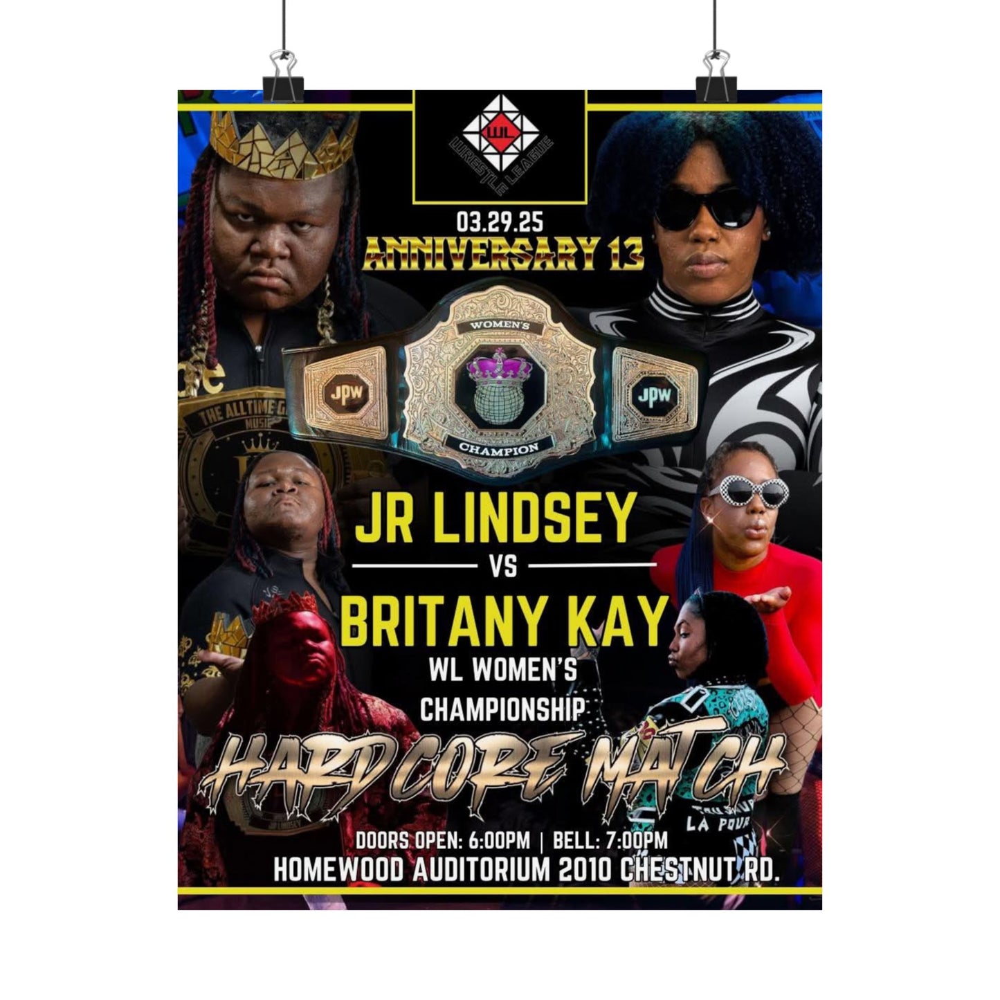 JR LINDSEY VS BRITANY KAY POSTER ( WOMENS CHAMPIONSHIP )