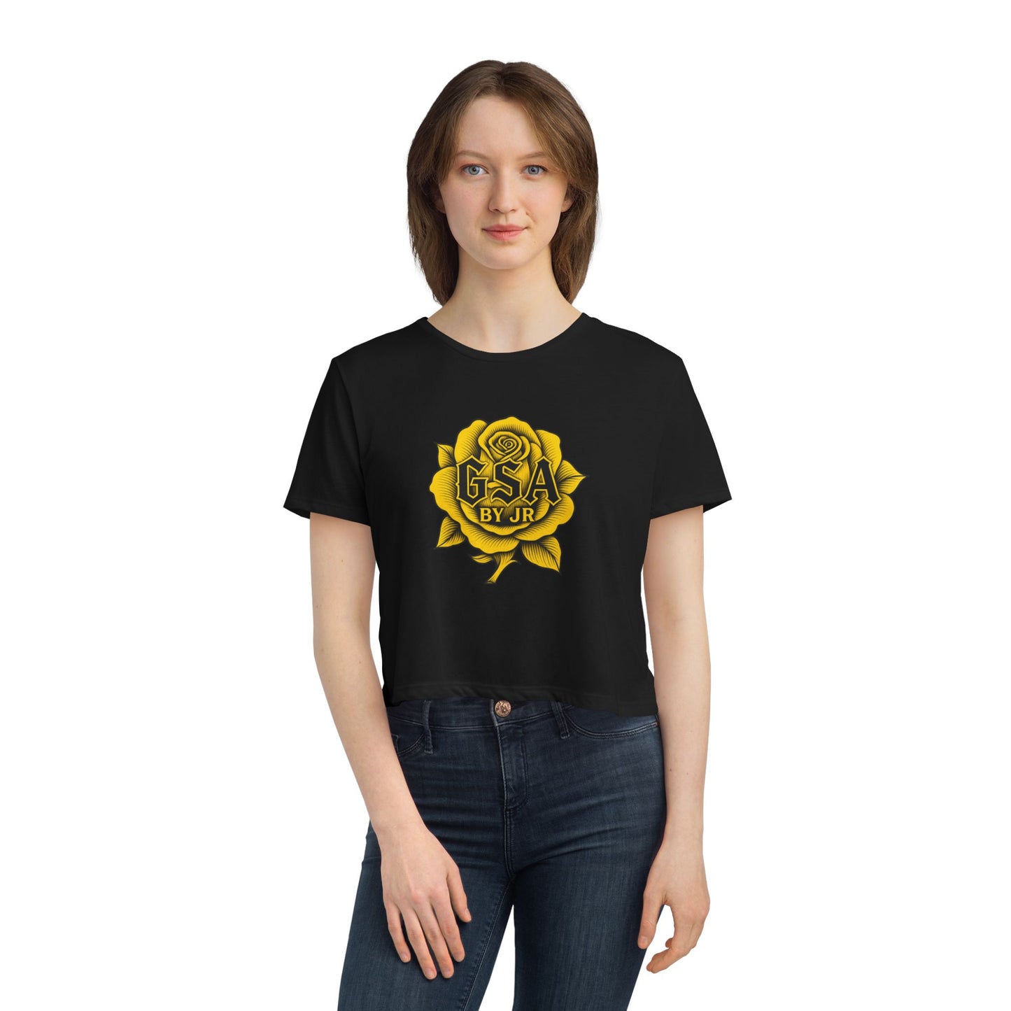 GSA BY JR Women's Cropped Tee - Black/ Yellow