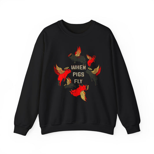 When Pigs Fly Sweatshirt ( Black/ Red )