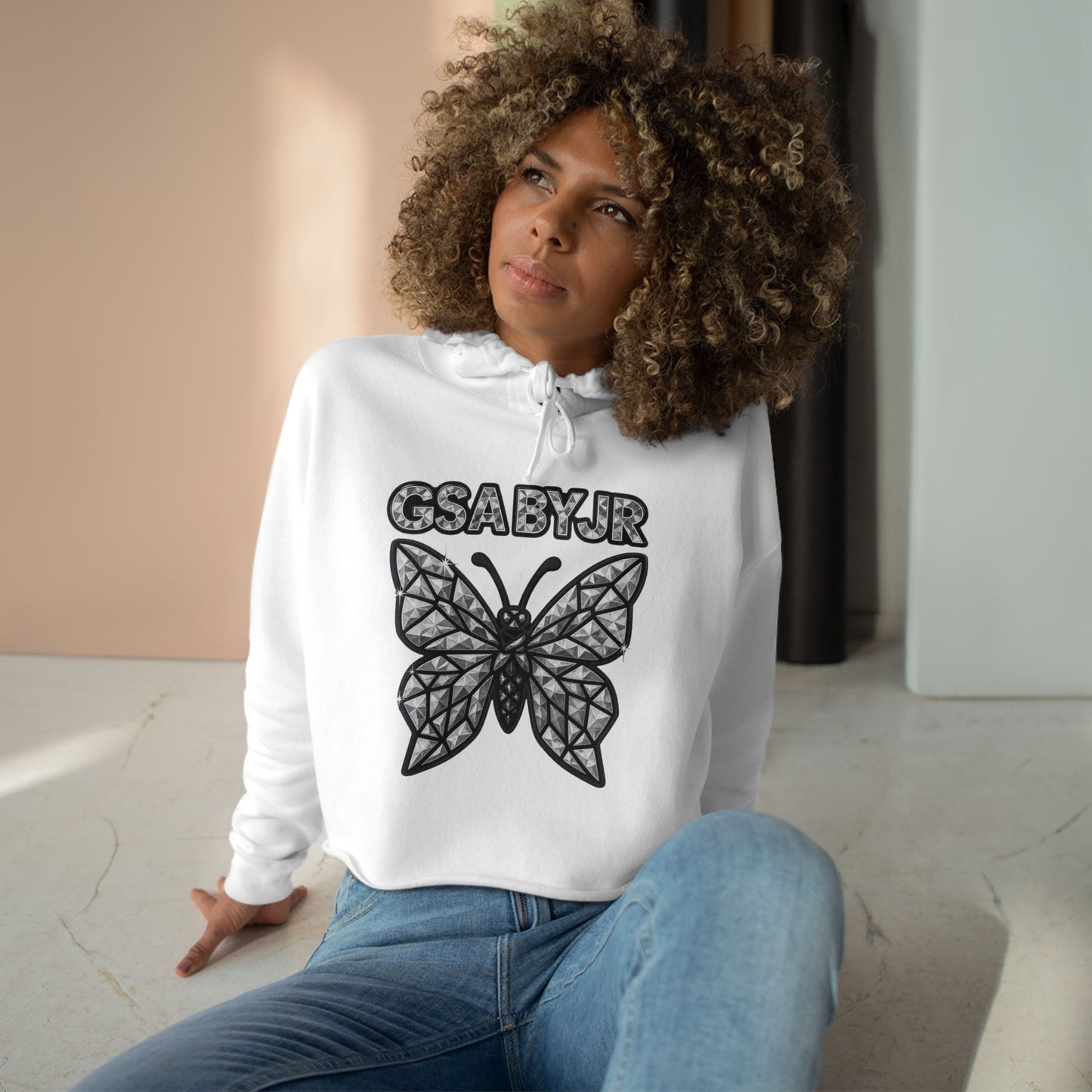 Butterfly Graphic Crop Hoodie