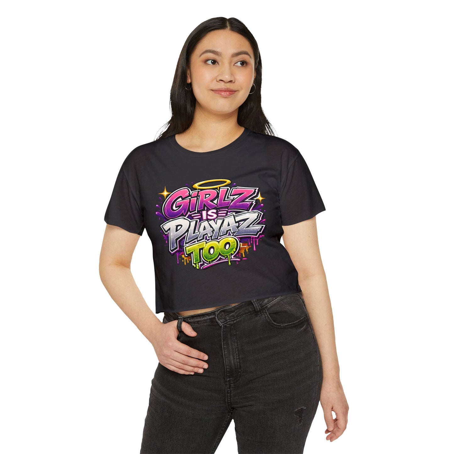 Girlz Is Playaz Too ' Cropped Tee