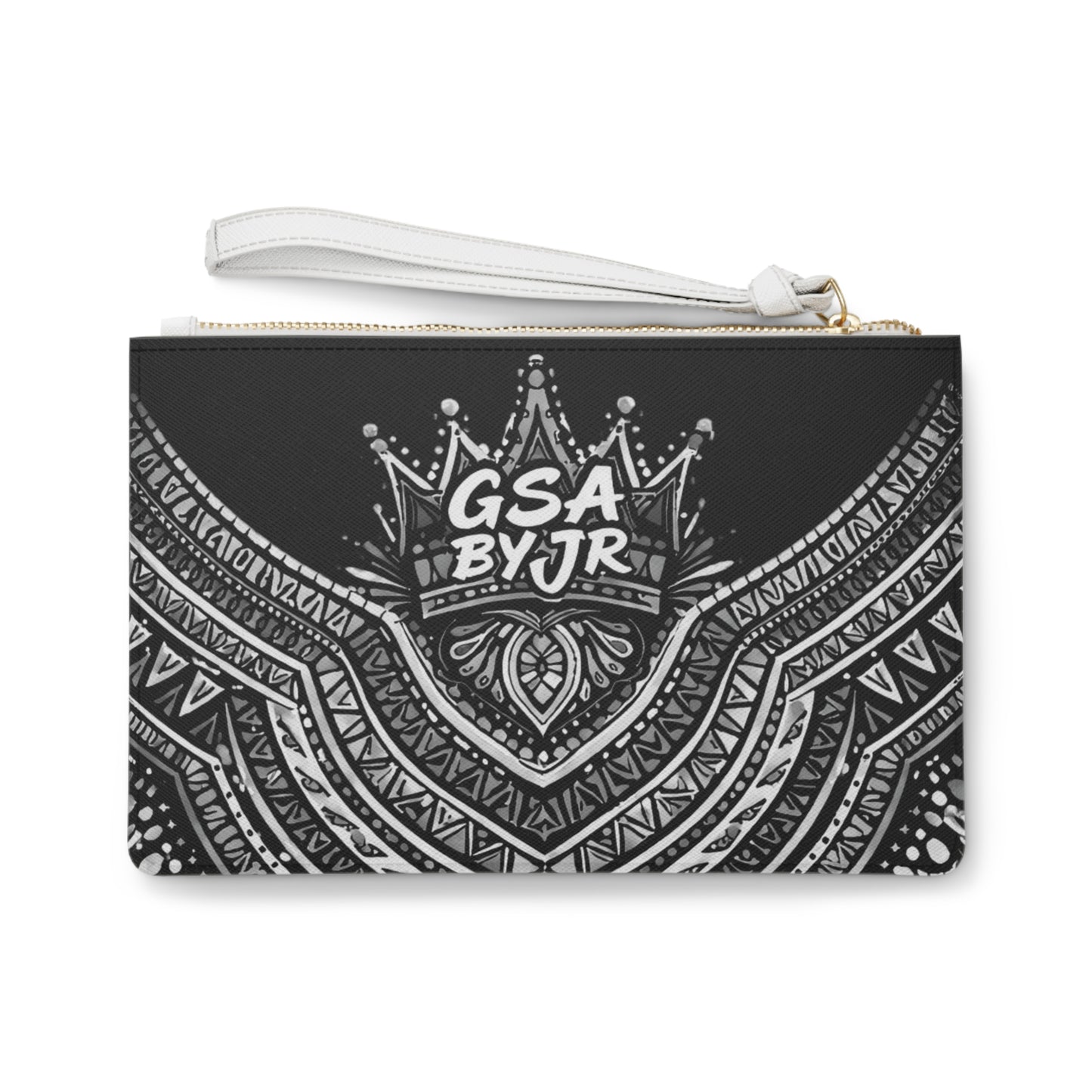 GSA BY JR Black White Boho Wristlet Clutch Bag