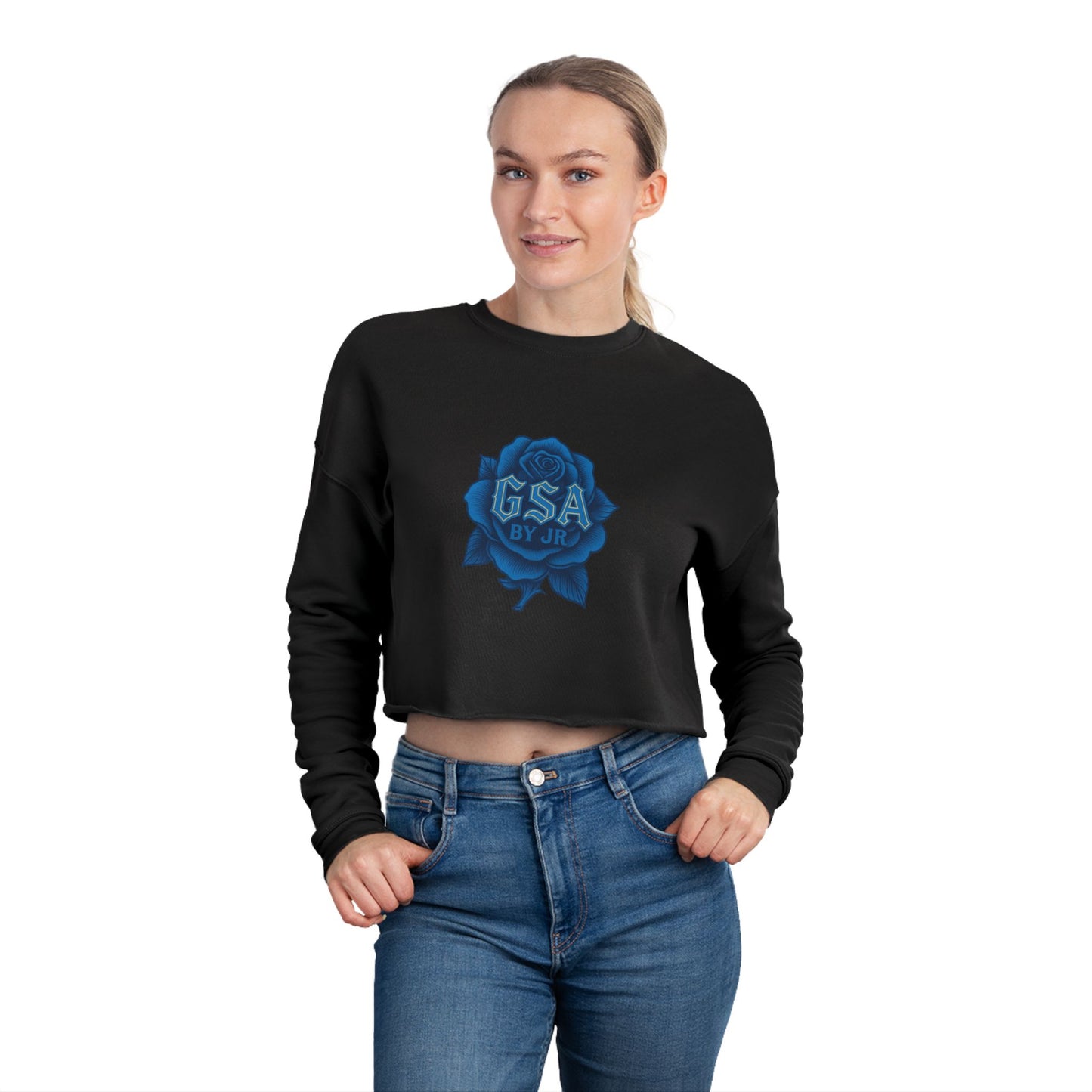 GSA BY JR Women's Cropped Sweatshirt - Black/Blue