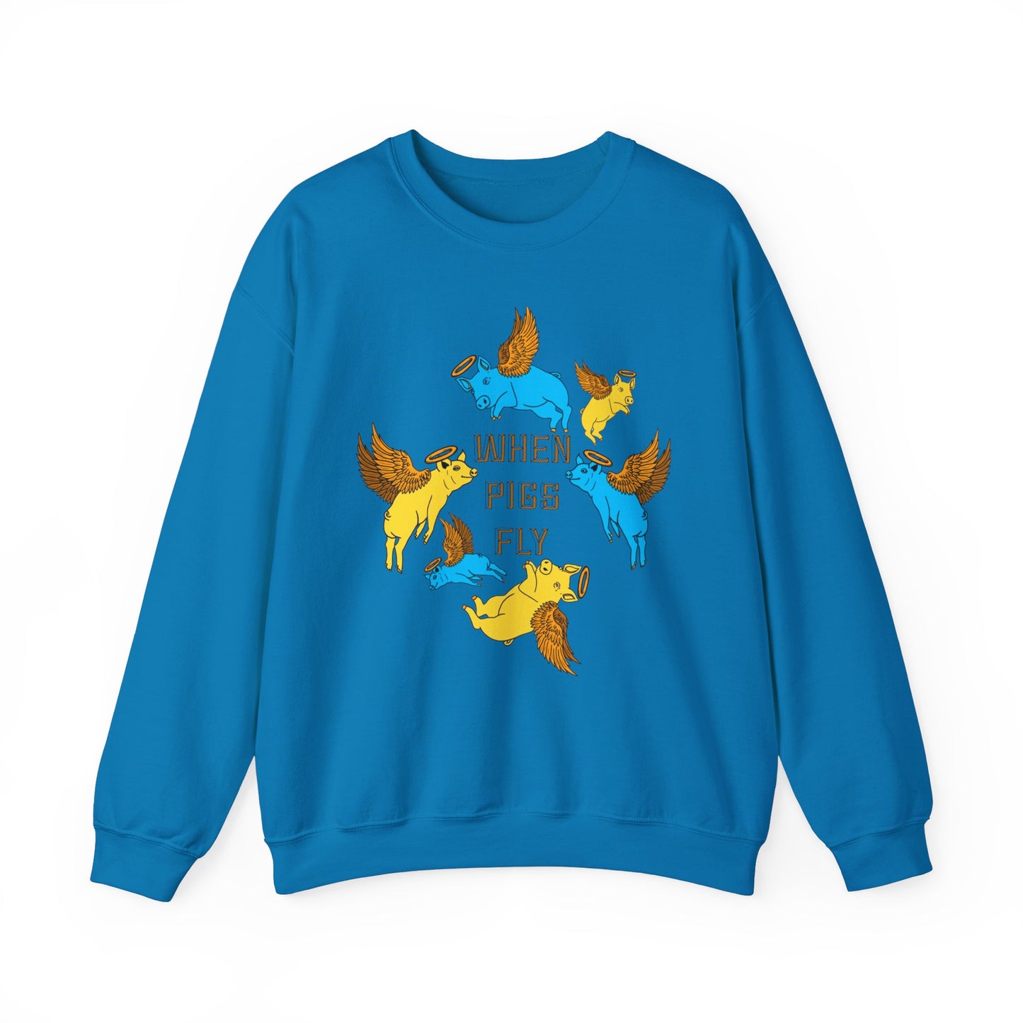 When Pigs Fly Sweatshirt ( Blue/ Gold )