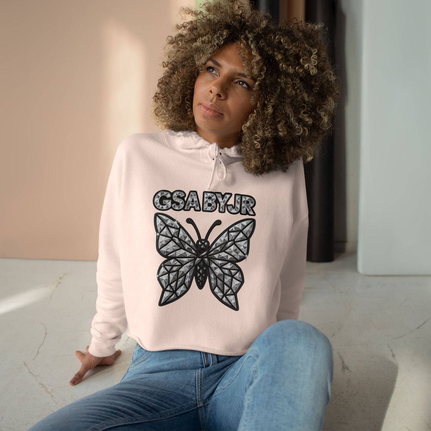 Butterfly Graphic Crop Hoodie