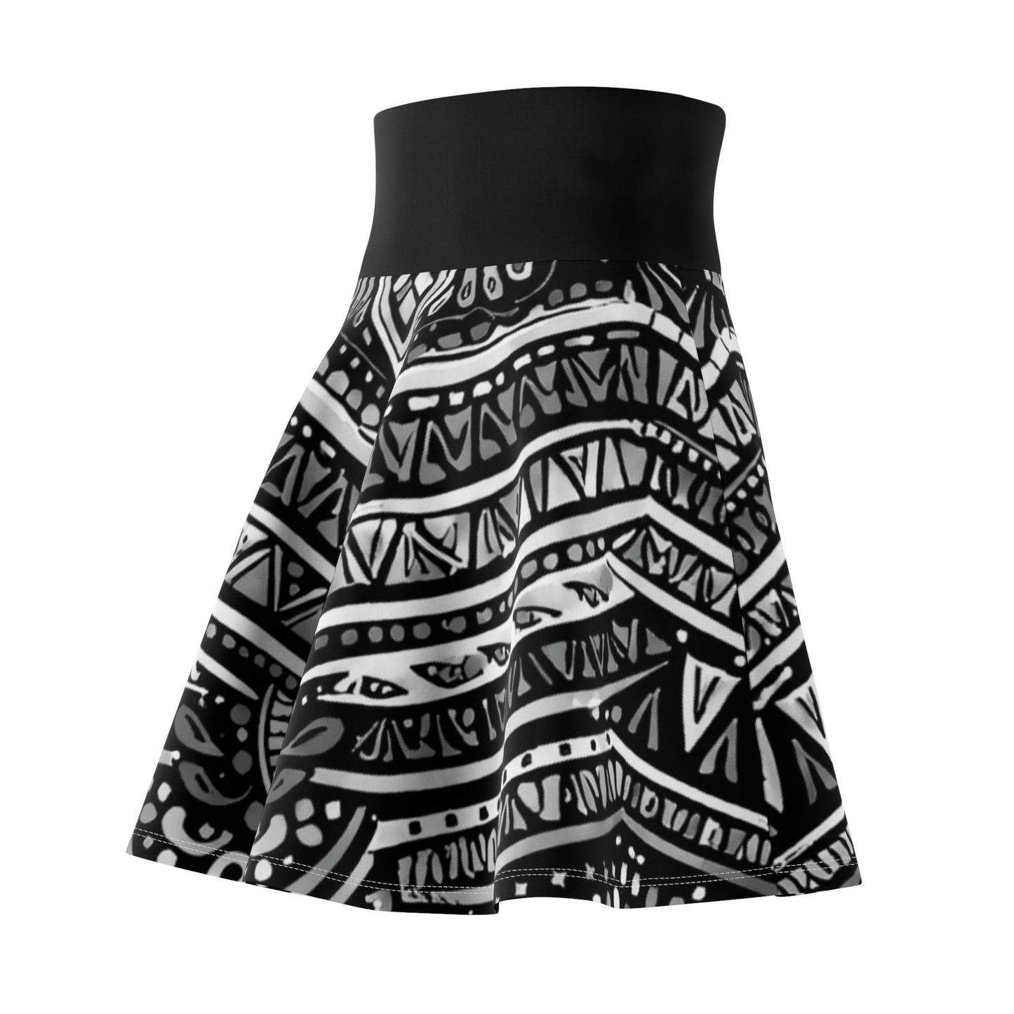 GSA BY JR Black & White Boho Tribal Skater Skirt