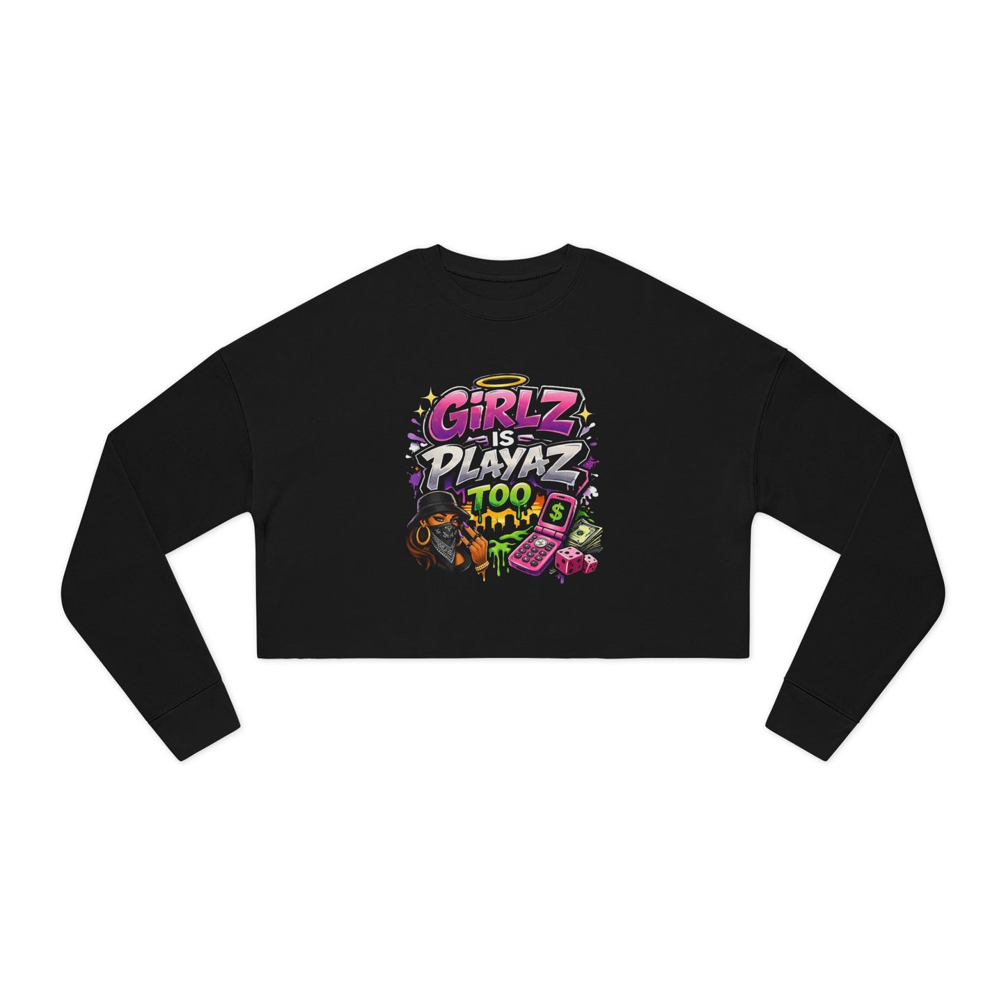 GSA BY JR " Girlz Is Playaz Too " Cropped Sweatshirt