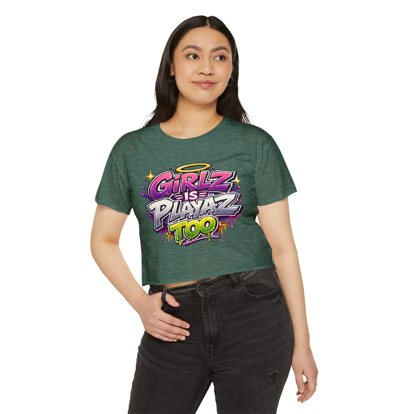 Girlz Is Playaz Too ' Cropped Tee