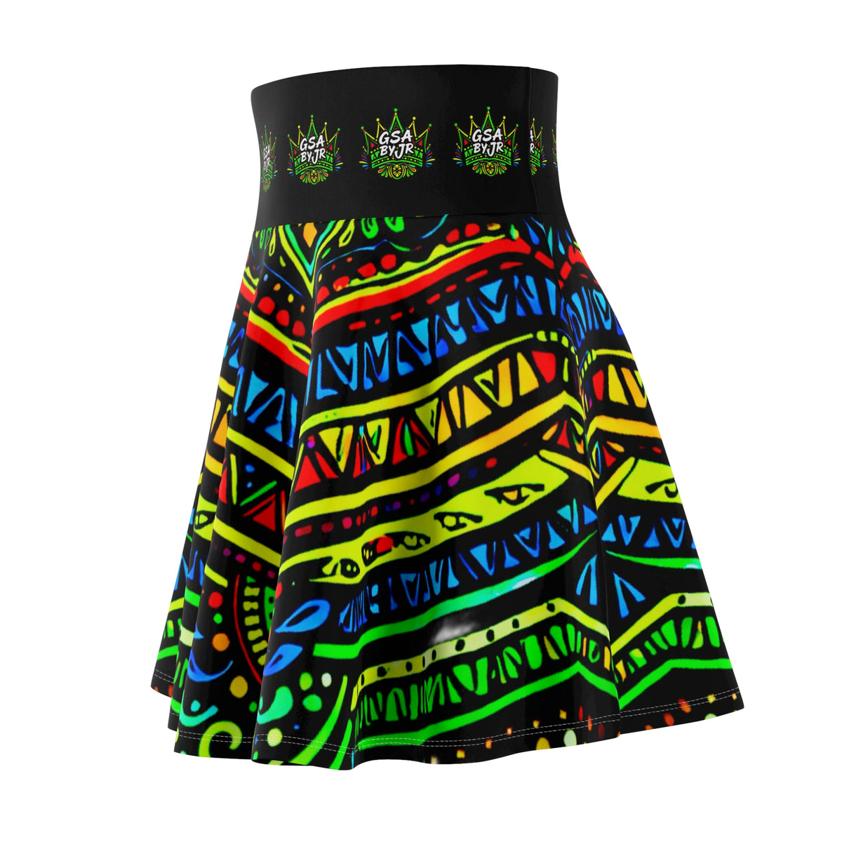 Tribal Neon Mandala Skater Skirt