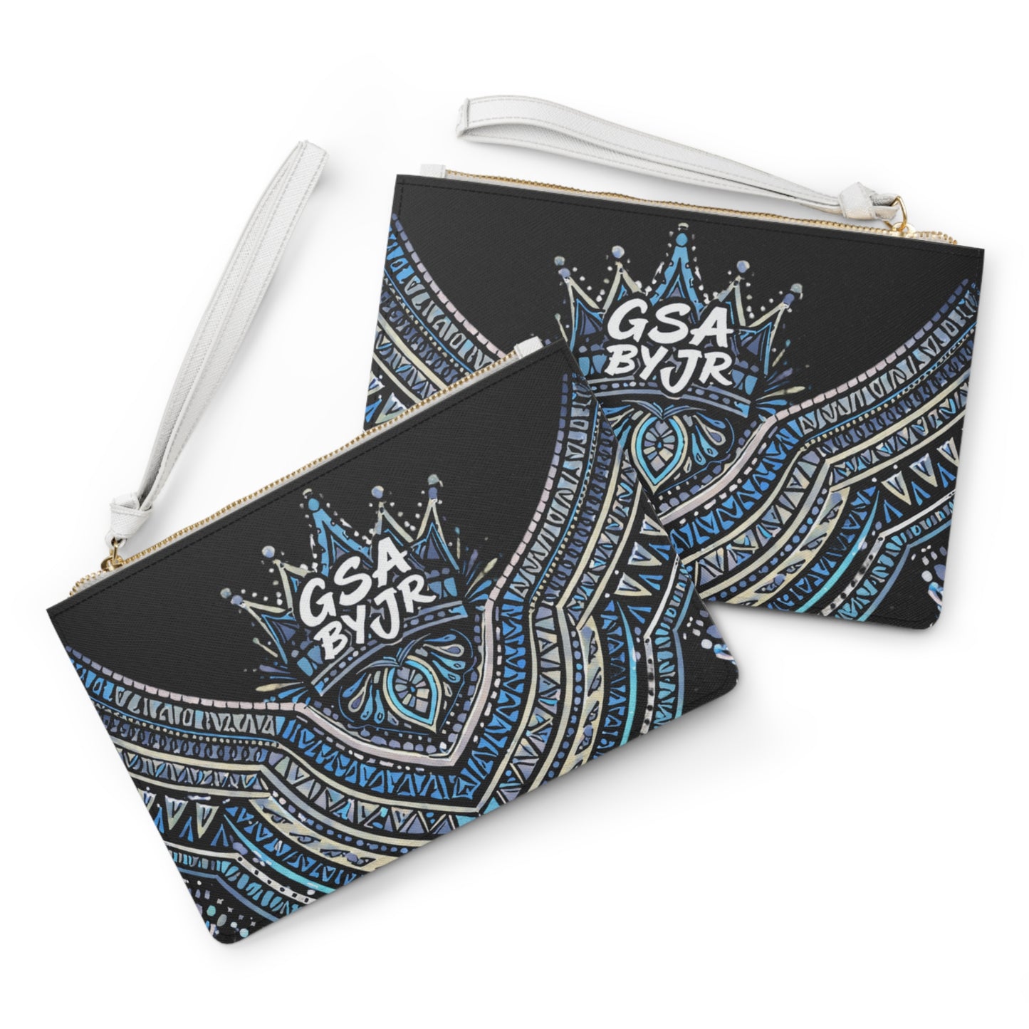 GSA BY JR Blue Mandala Crown Wristlet Clutch Bag