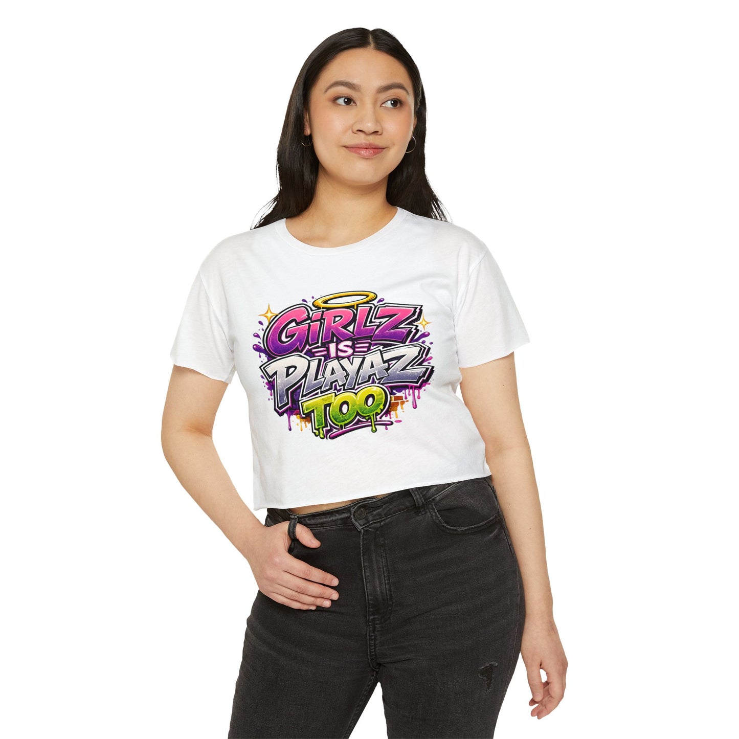Girlz Is Playaz Too ' Cropped Tee