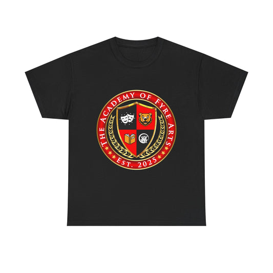 The Academy of Fyre Arts Seal T-Shirt — Theatre & Drama School Logo Tee (Est. 2025)
