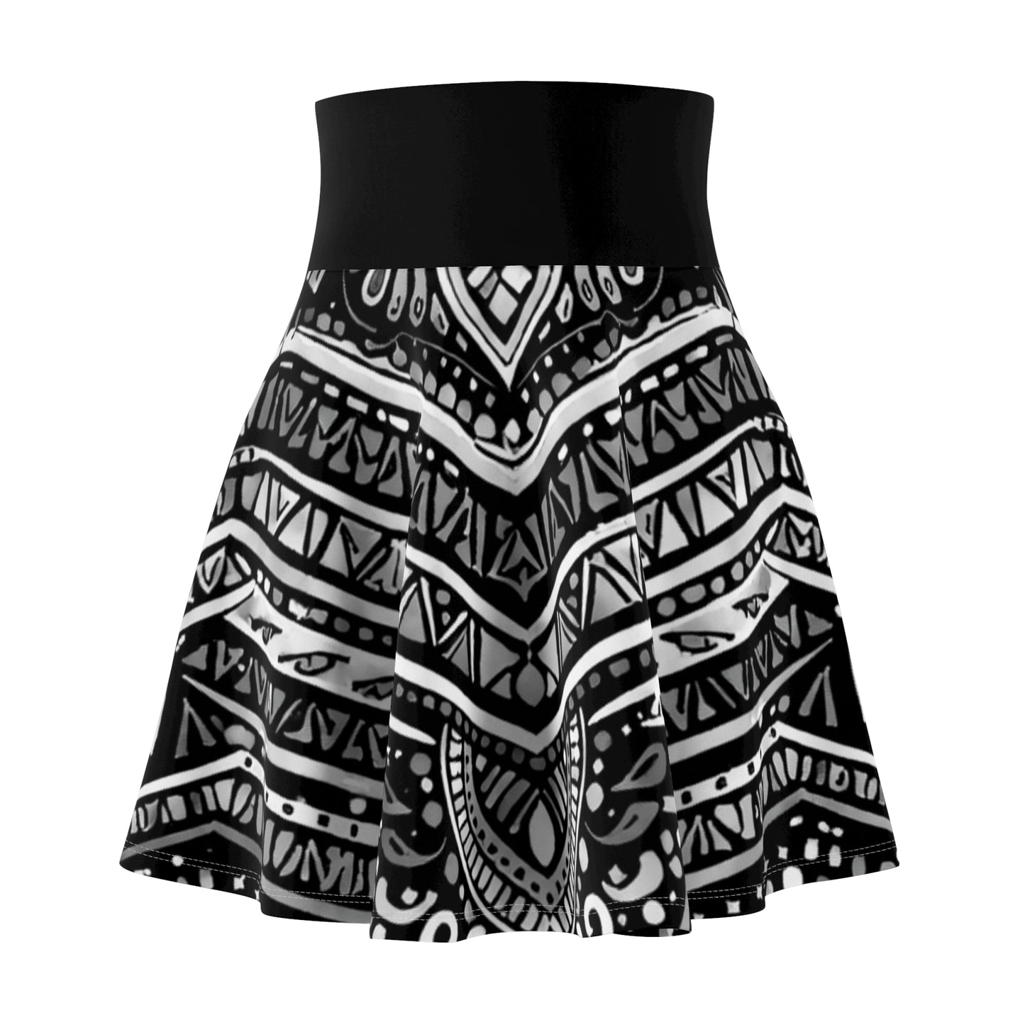 GSA BY JR Black & White Boho Tribal Skater Skirt