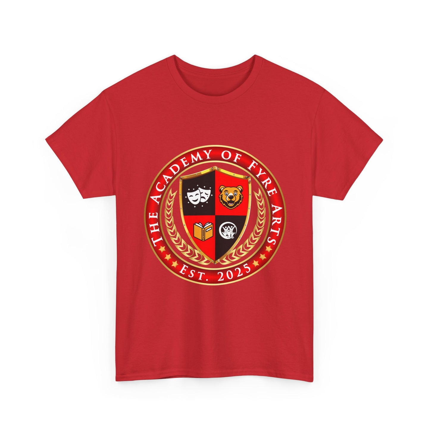 The Academy of Fyre Arts Seal T-Shirt — Theatre & Drama School Logo Tee (Est. 2025)