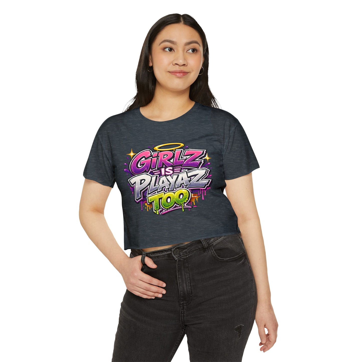 Girlz Is Playaz Too ' Cropped Tee