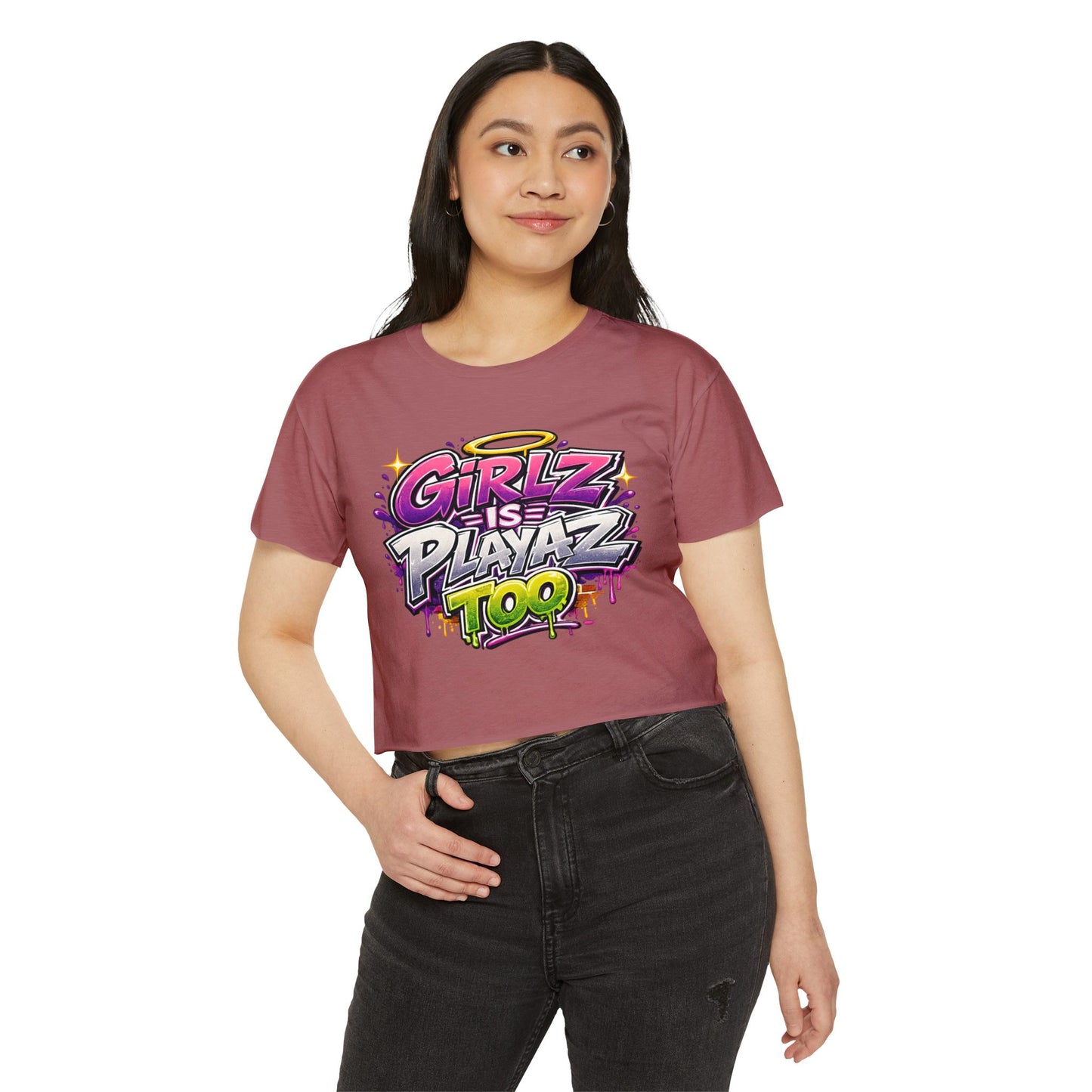 Girlz Is Playaz Too ' Cropped Tee