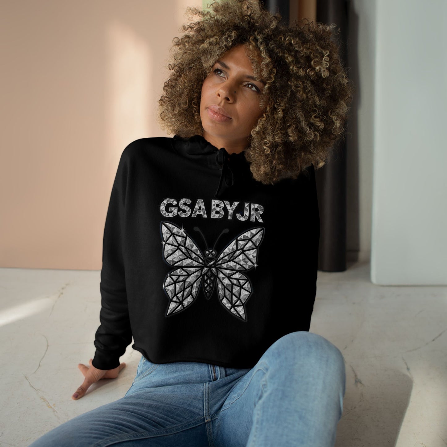 Butterfly Graphic Crop Hoodie