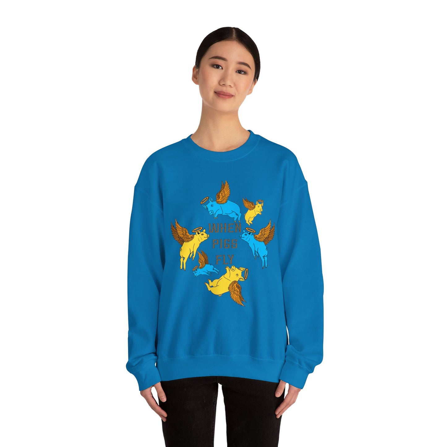 When Pigs Fly Sweatshirt ( Blue/ Gold )