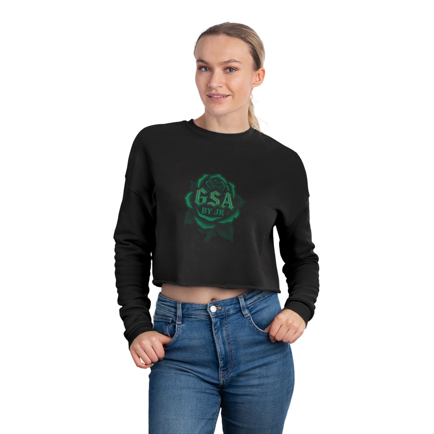 GSA BY JR Women's Cropped Sweatshirt - Black/Green