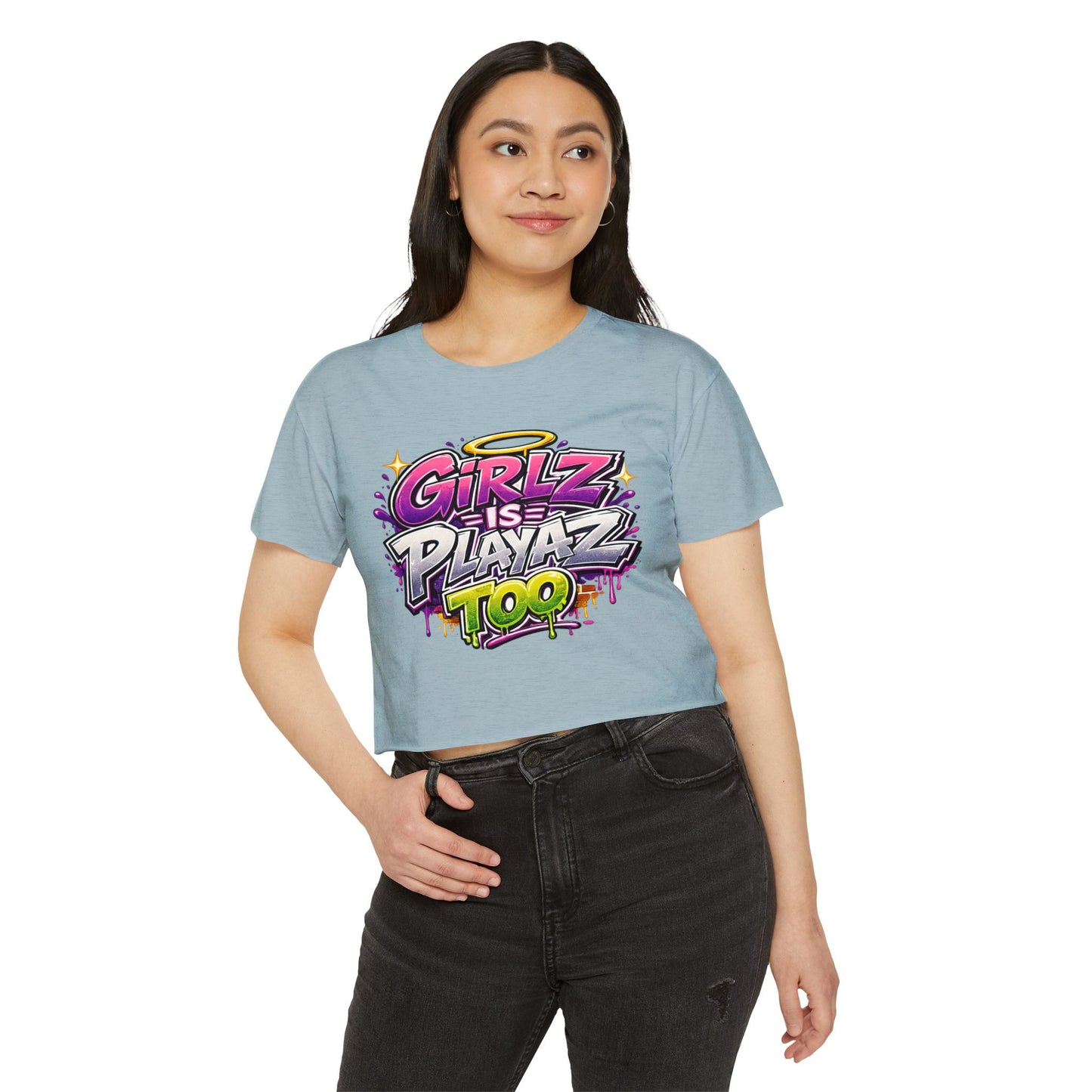 Girlz Is Playaz Too ' Cropped Tee