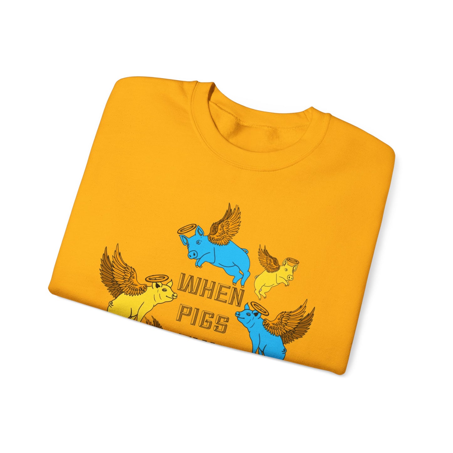 When Pigs Fly Sweatshirt ( Blue/ Gold )