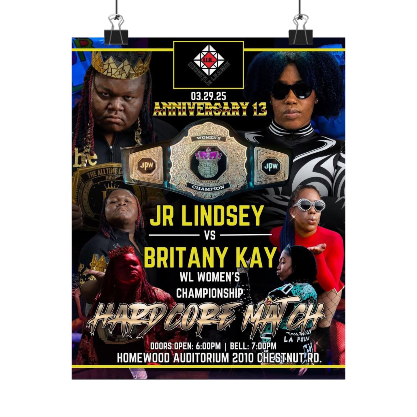 JR LINDSEY VS BRITANY KAY POSTER ( WOMENS CHAMPIONSHIP )