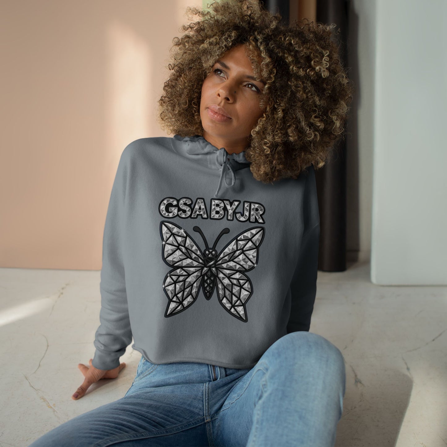 Butterfly Graphic Crop Hoodie
