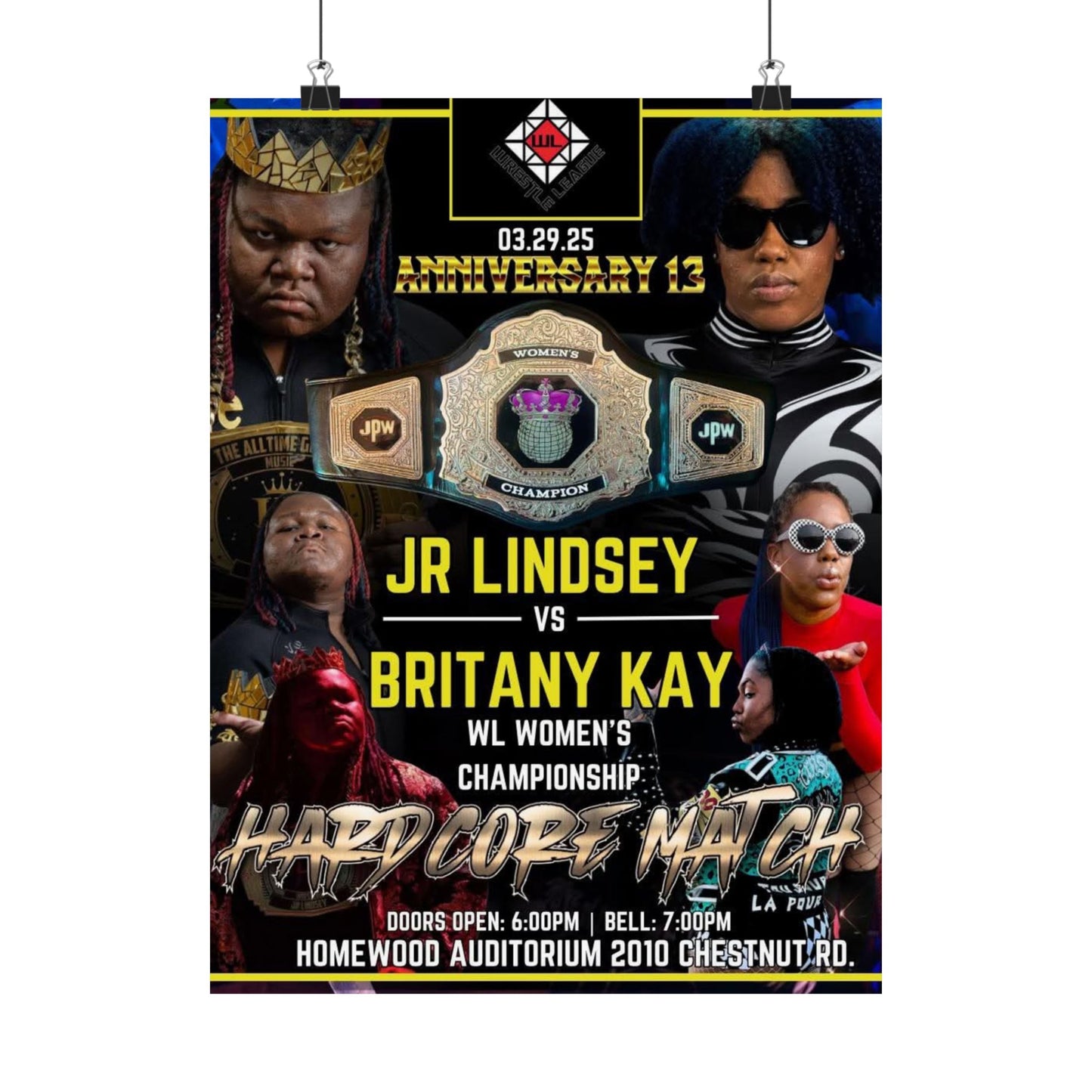 JR LINDSEY VS BRITANY KAY POSTER ( WOMENS CHAMPIONSHIP )