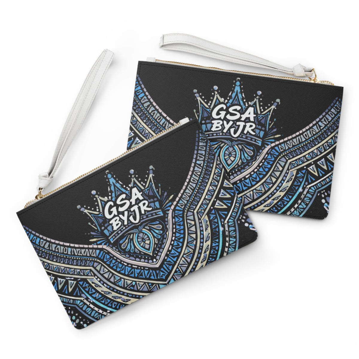 Blue Mandala Wristlet Clutch Bag