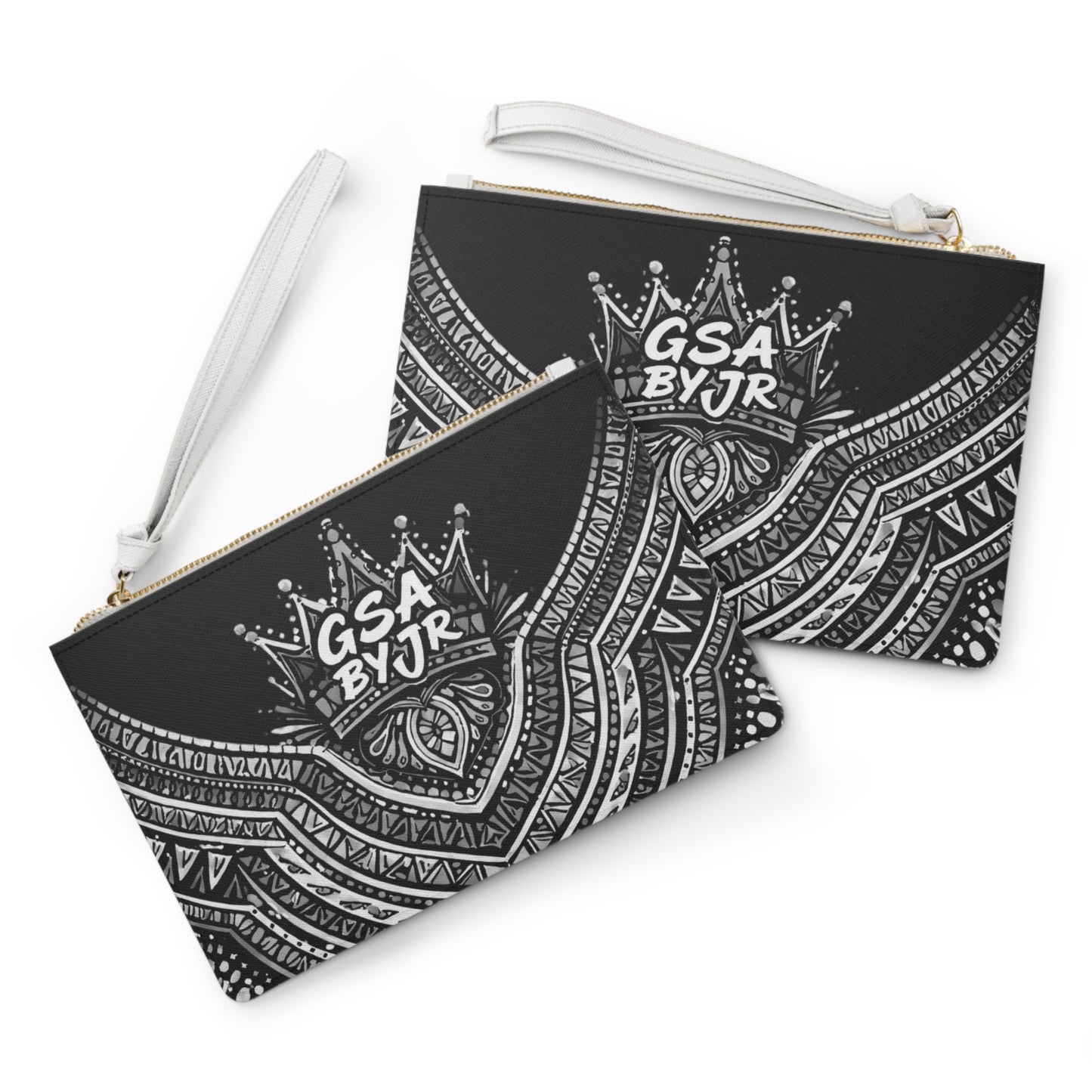GSA BY JR Black White Boho Wristlet Clutch Bag
