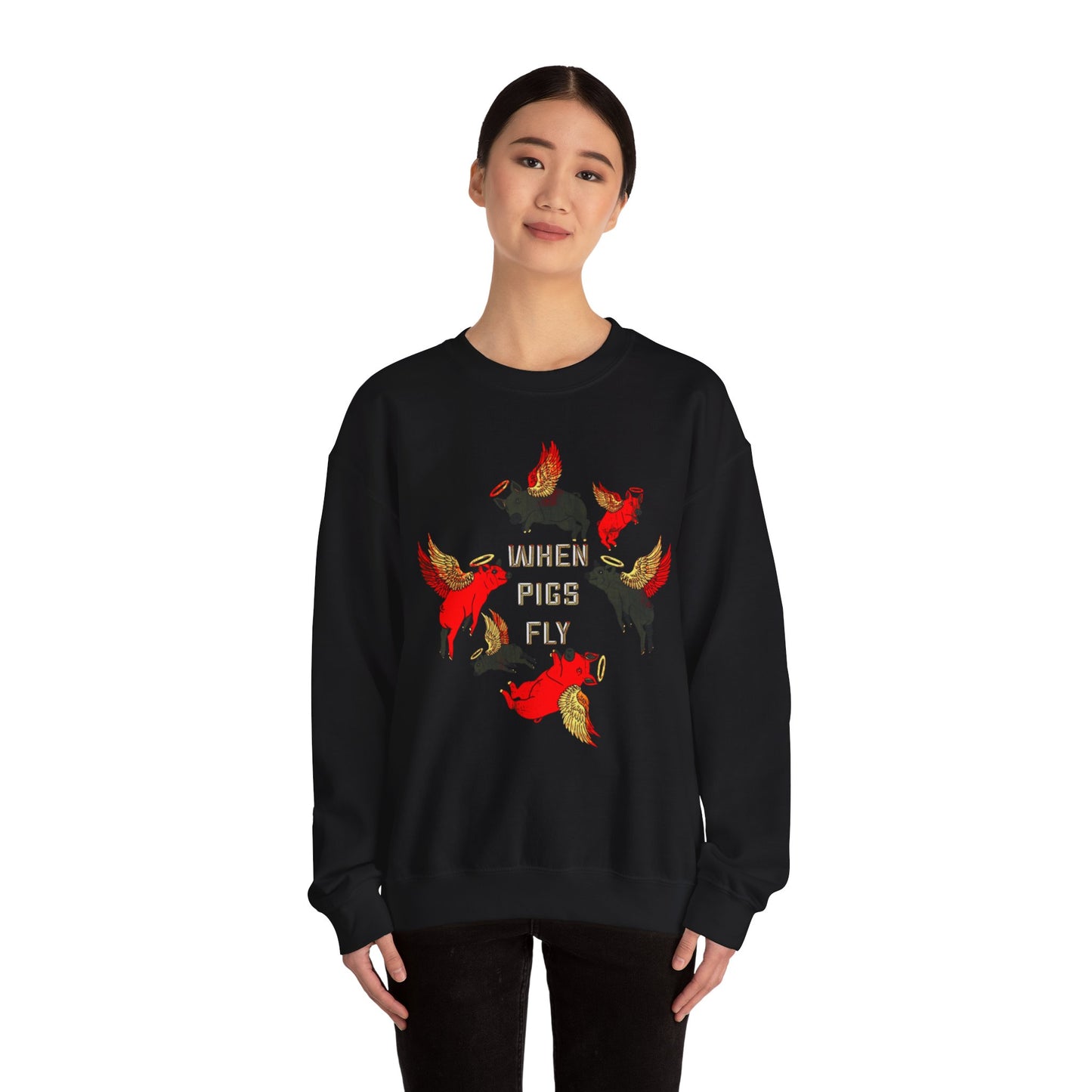 When Pigs Fly Sweatshirt ( Black/ Red )