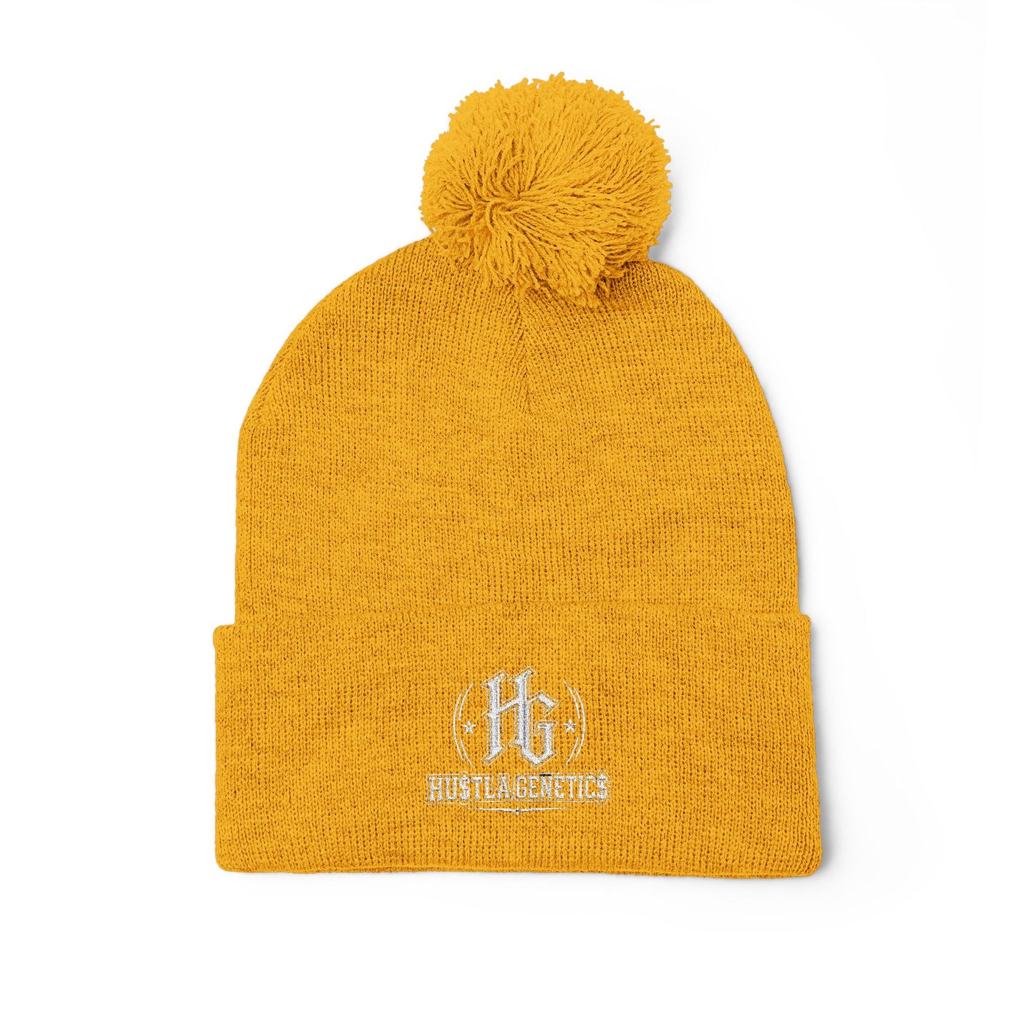Hustla Genetics Embroidered Pom-Pom Knit Beanie