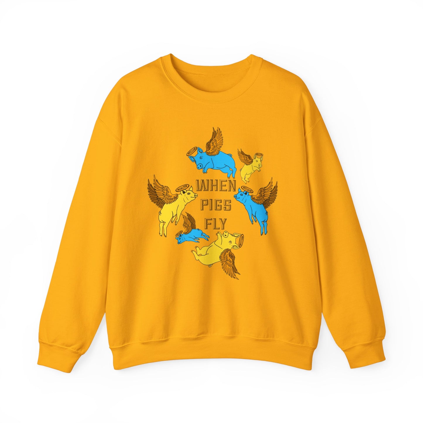 When Pigs Fly Sweatshirt ( Blue/ Gold )