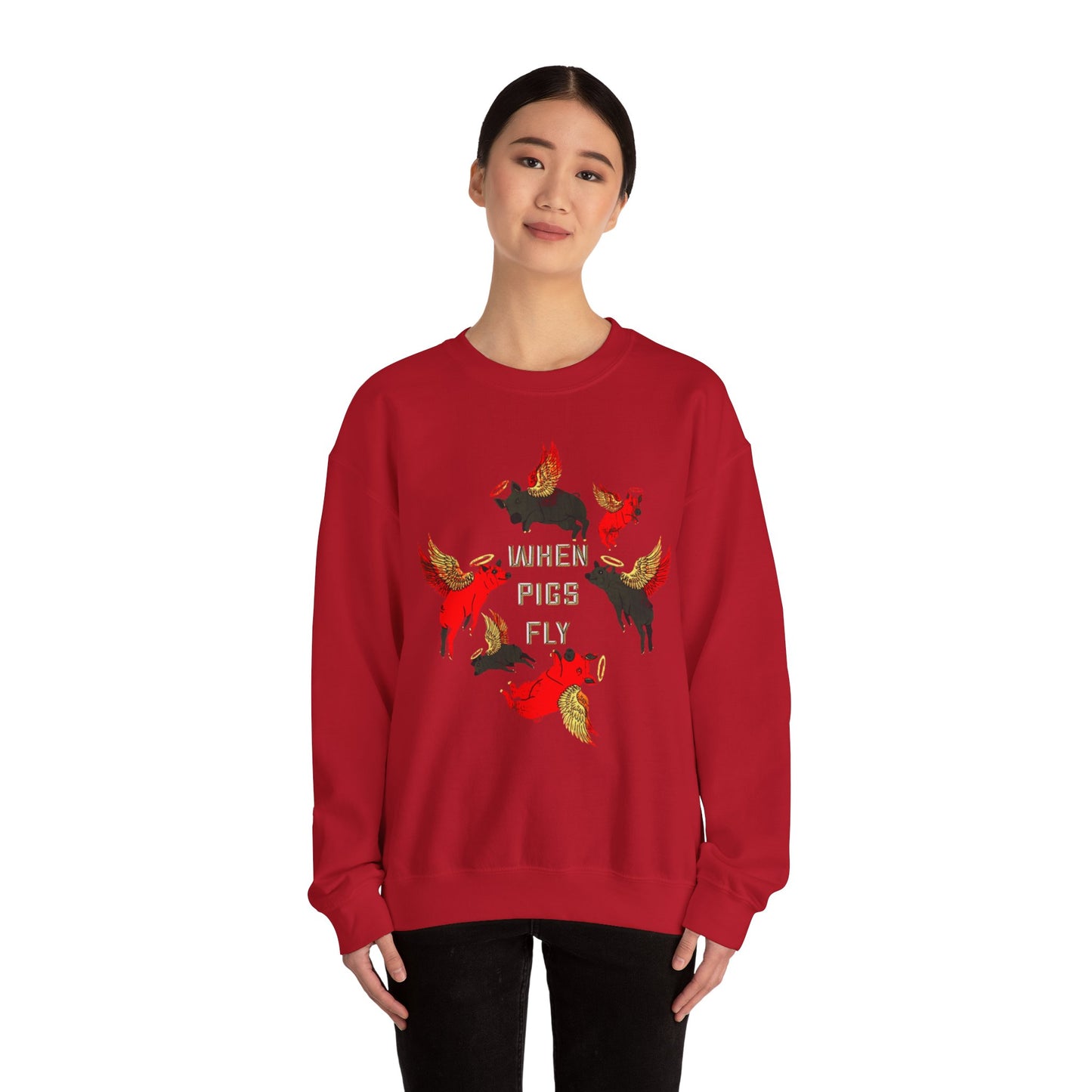 When Pigs Fly Sweatshirt ( Black/ Red )